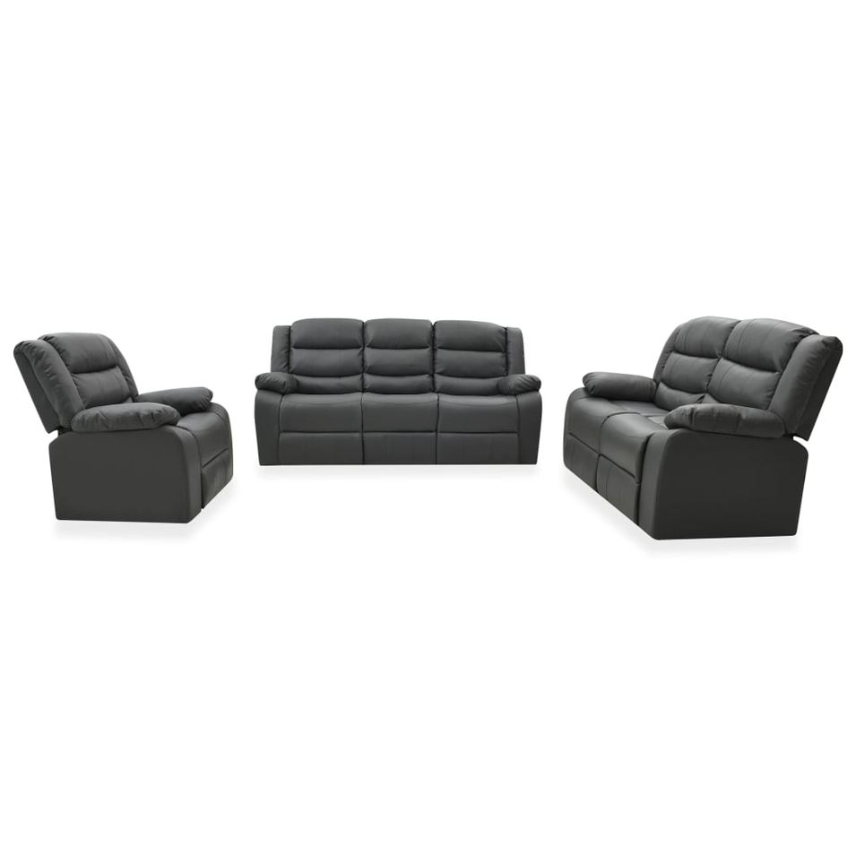 Ensemble de canapés inclinables 3 pcs Gris Similicuir - Photo n°1