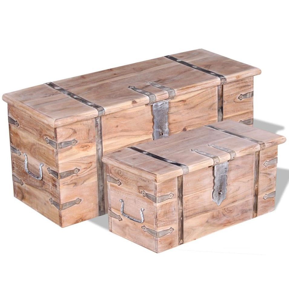 Ensemble de deux coffres de rangement Bois d'Acacia - Photo n°1
