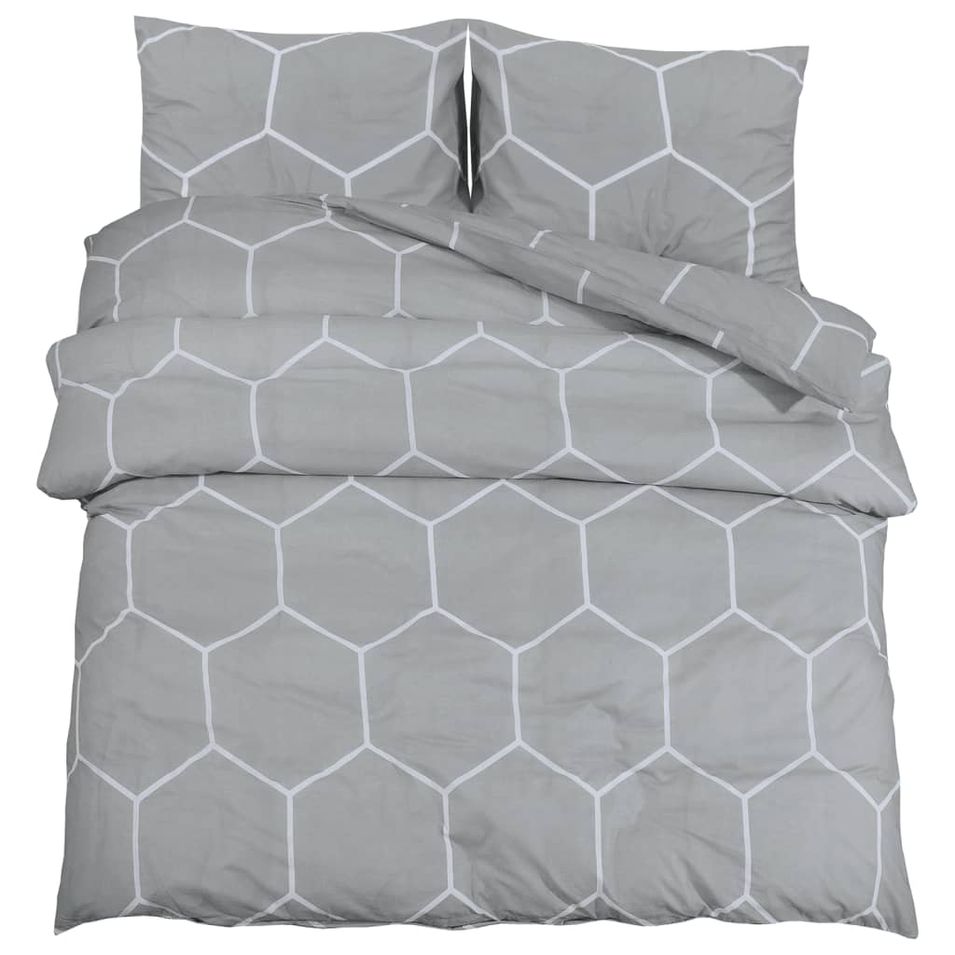 Ensemble de housse de couette Gris 135x200 cm Coton - Photo n°1