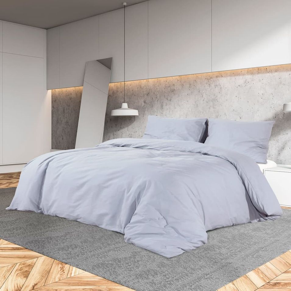 Ensemble de housse de couette Gris 200x220 cm Coton - Photo n°1