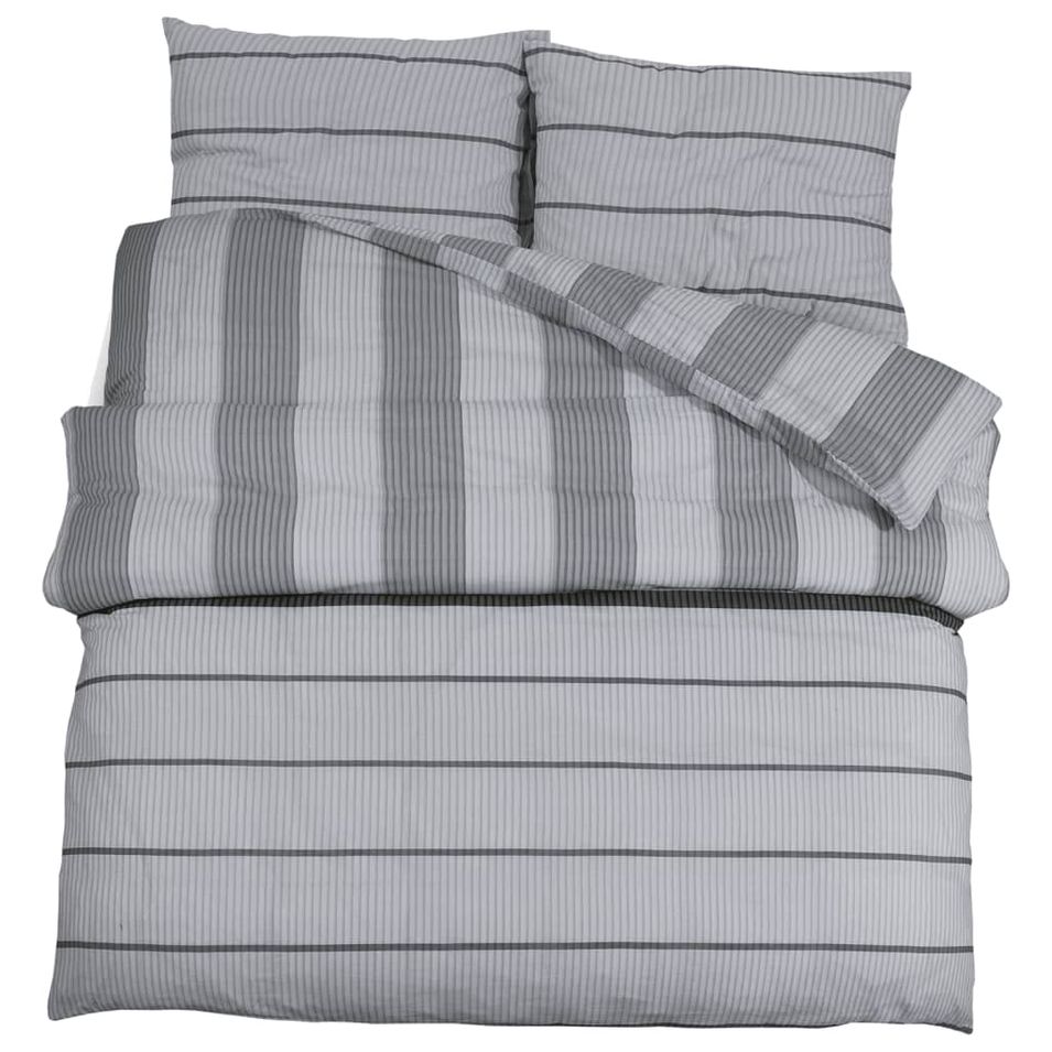 Ensemble de housse de couette Gris 260x220 cm Coton - Photo n°1