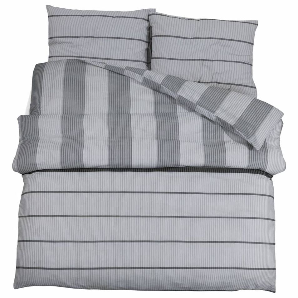 Ensemble de housse de couette Gris 260x240 cm Coton - Photo n°1