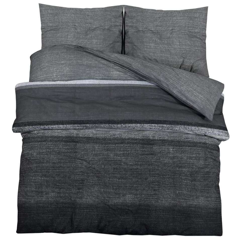 Ensemble de housse de couette gris foncé 135x200 cm Coton - Photo n°1