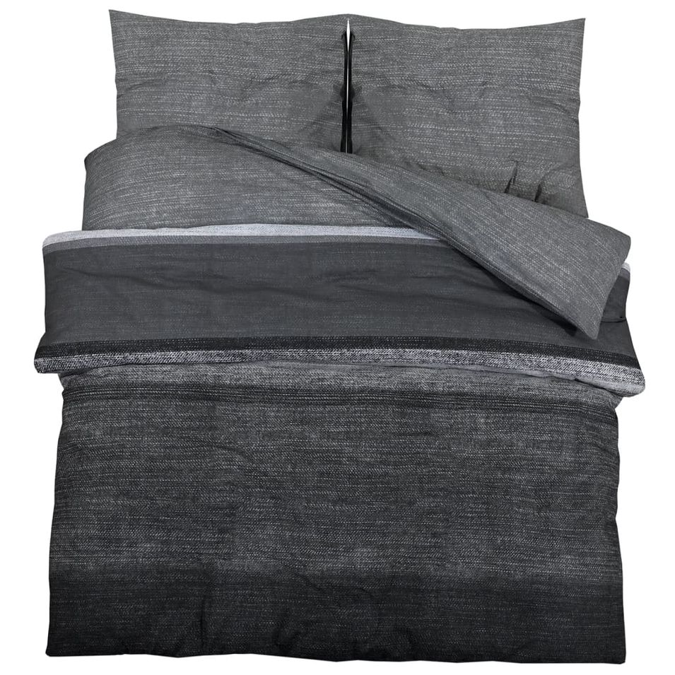Ensemble de housse de couette gris foncé 140x200 cm Coton - Photo n°1