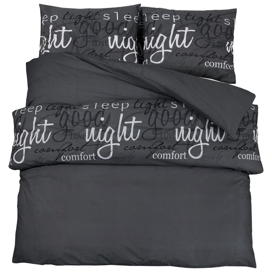 Ensemble de housse de couette Noir 155x220 cm Coton - Photo n°1