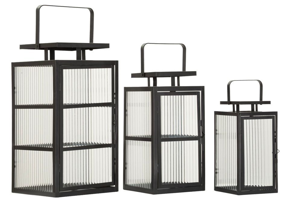 Ensemble de lanternes andromède 3 pièces cm 25,5x25x50-x20,5x20x40-15,3x15x29,5 (verre trempé) - Photo n°1