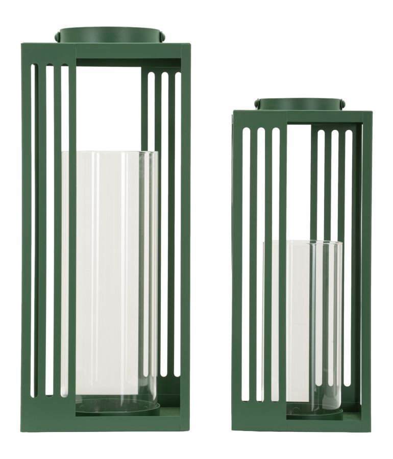Ensemble de lanternes linee 2 pièces cm 18,3x18,3x43,5-15x15x36,5 (verre trempé) - Photo n°1