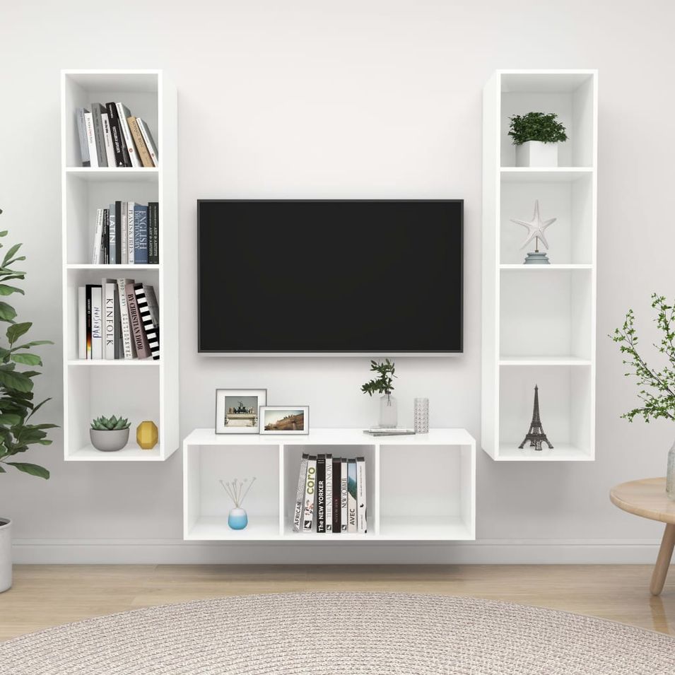 Ensemble de meuble TV 3 pcs Blanc 7 - Photo n°1