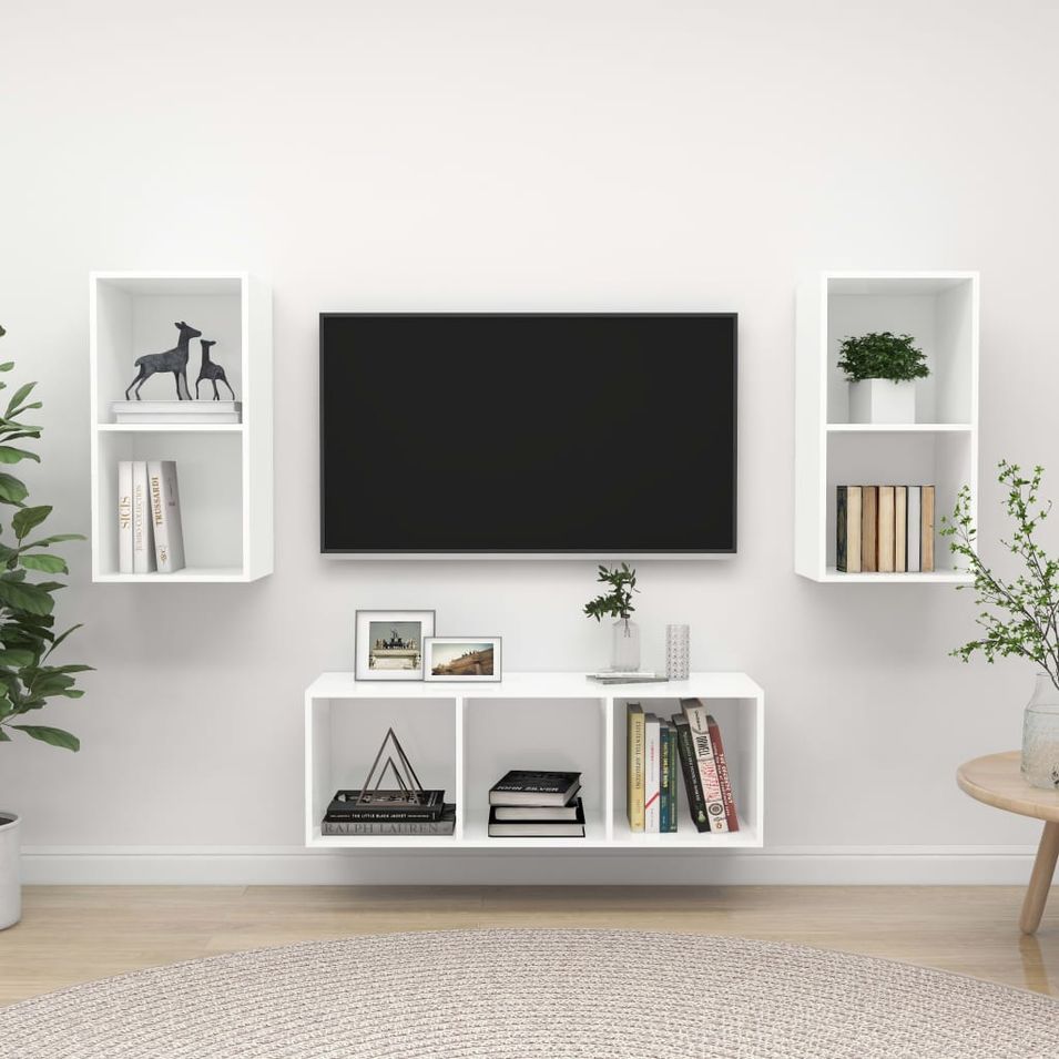 Ensemble de meuble TV 3 pcs Blanc 3 - Photo n°1