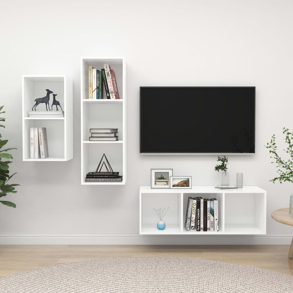 Ensemble de meuble TV 3 pcs Blanc 2 - Photo n°1