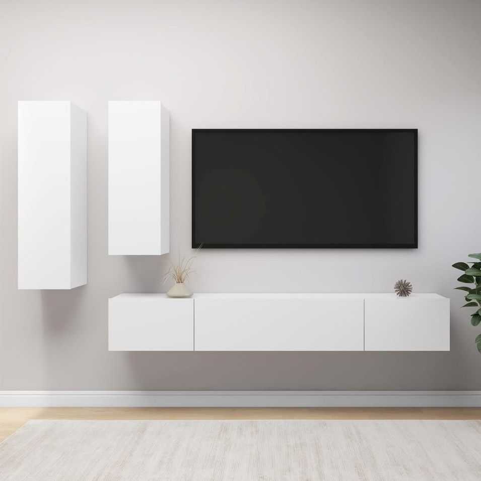 Ensemble de meuble TV 4 pcs Blanc 2 - Photo n°1