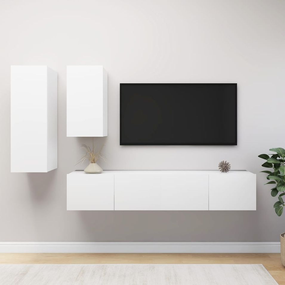 Ensemble de meuble TV 4 pcs Blanc - Photo n°1