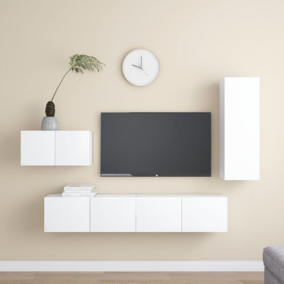 Ensemble de meuble TV 4 pcs Blanc 14 - Photo n°1