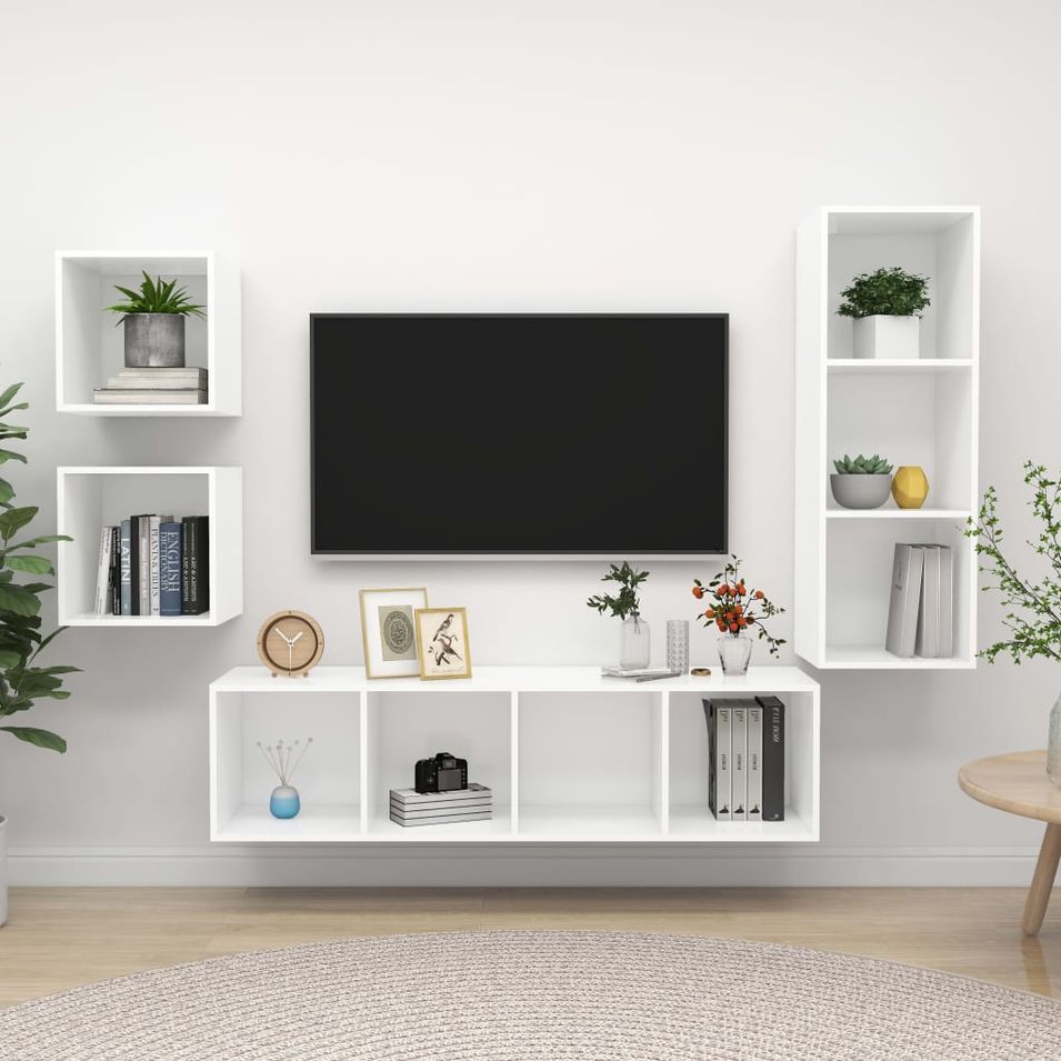 Ensemble de meuble TV 4 pcs Blanc 7 - Photo n°1