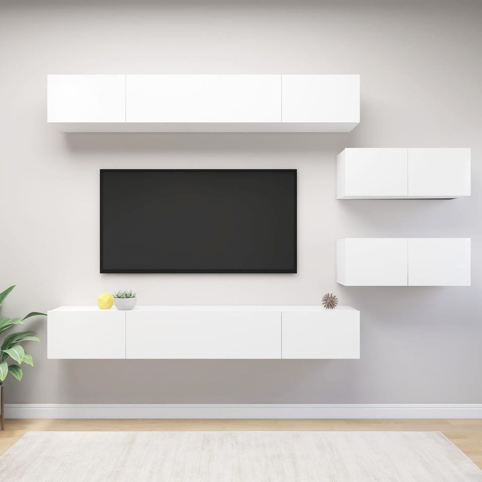 Ensemble de meuble TV 6 pcs Blanc 3 - Photo n°1