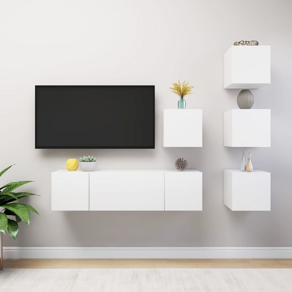 Ensemble de meuble TV 6 pcs Blanc 8 - Photo n°1