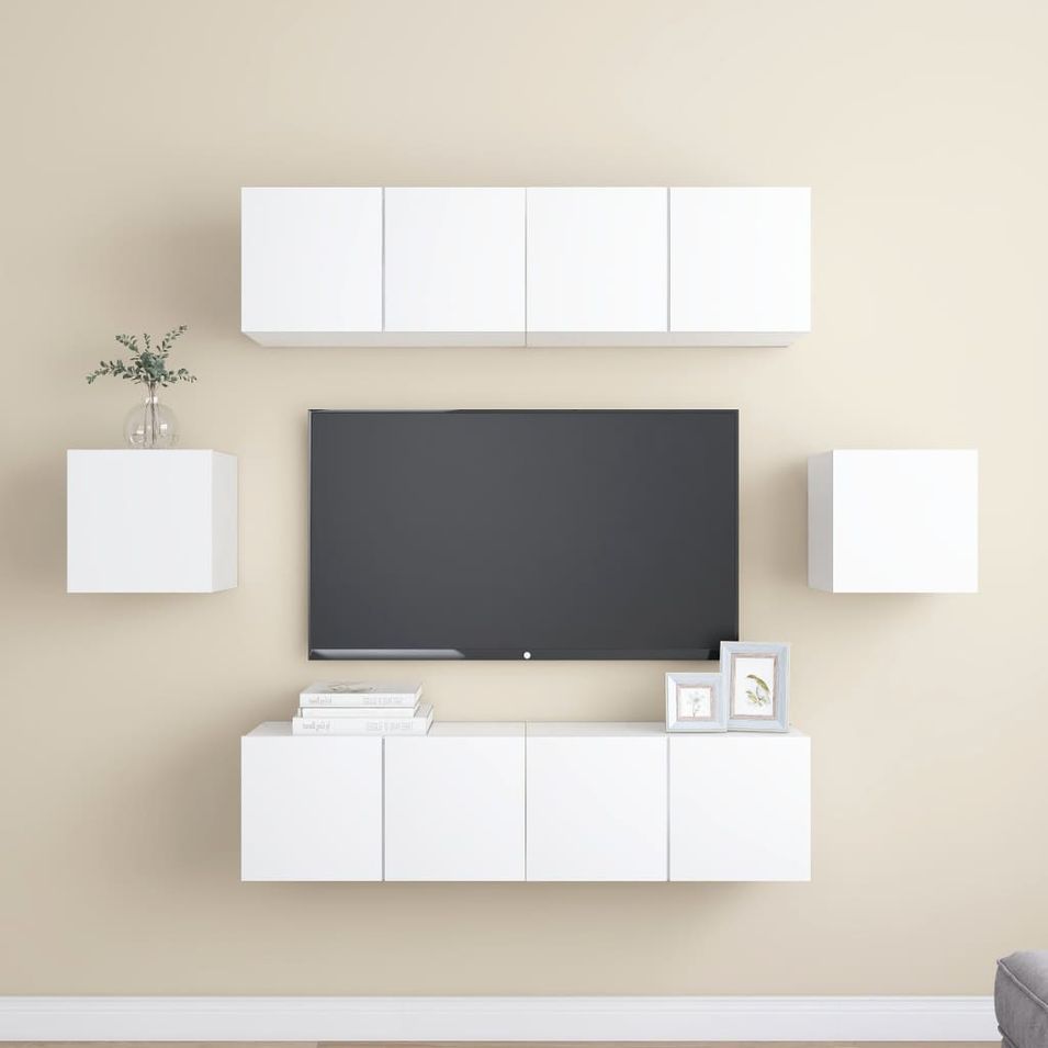 Ensemble de meuble TV 6 pcs Blanc 7 - Photo n°1
