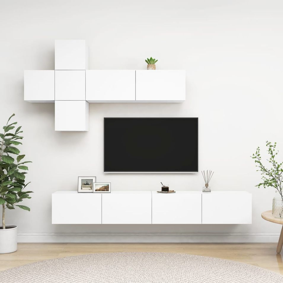 Ensemble de meuble TV 7 pcs Blanc 7 - Photo n°1