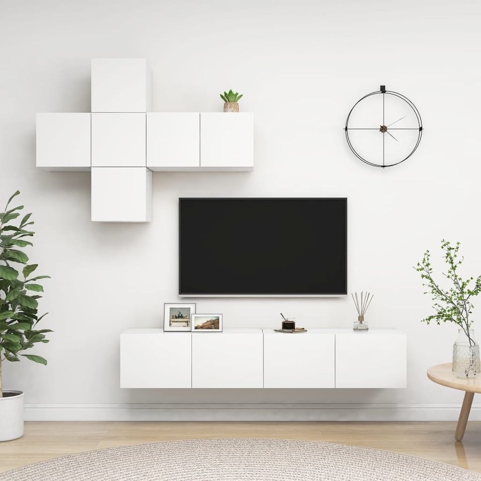 Ensemble de meuble TV 7 pcs Blanc 2 - Photo n°1