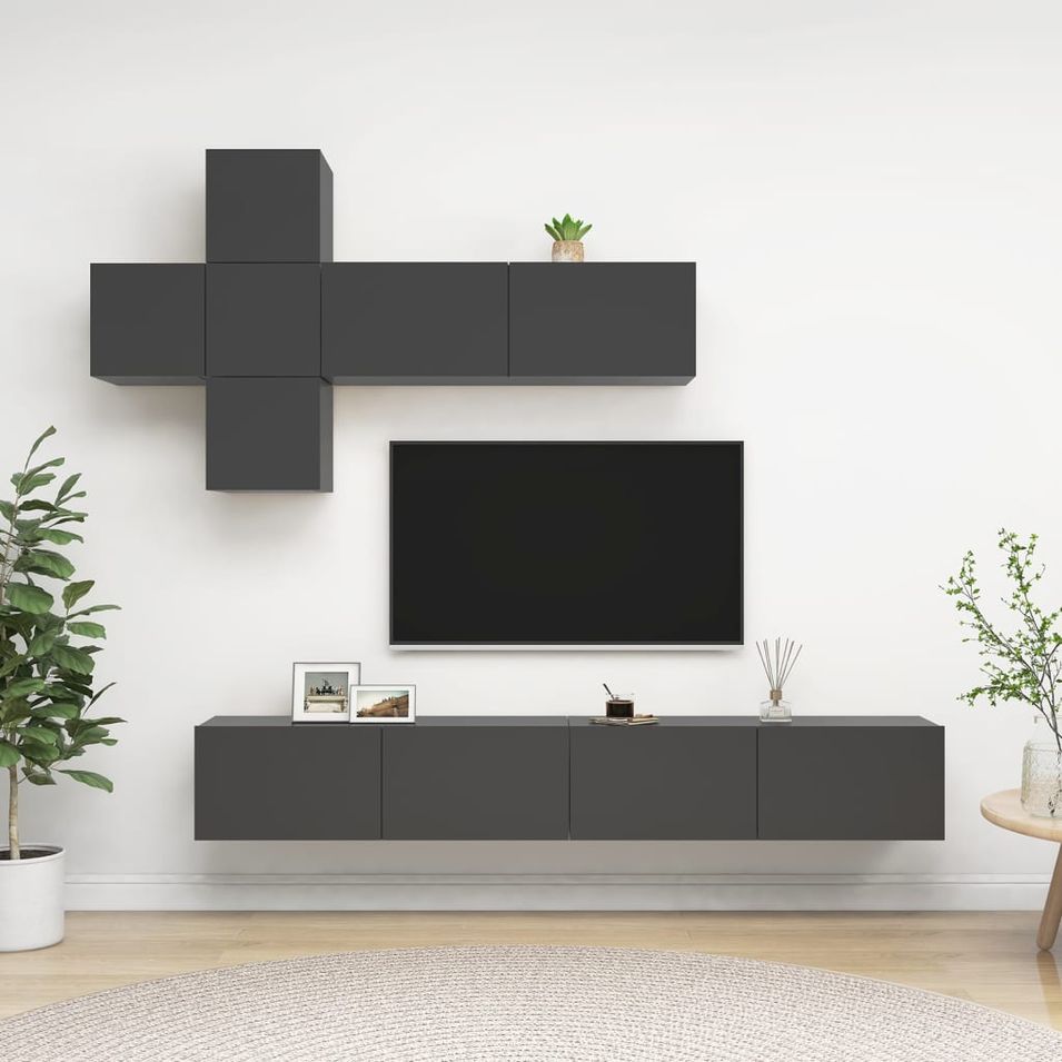 Ensemble de meuble TV 7 pcs Gris 3 - Photo n°1