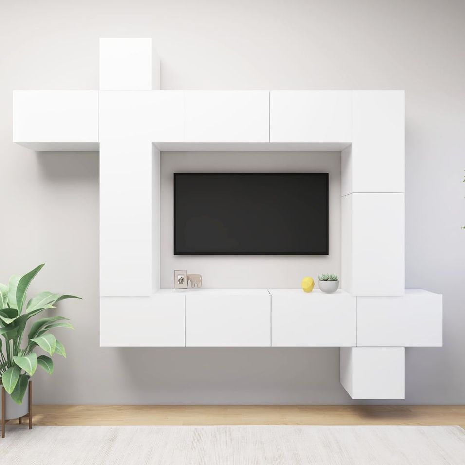Ensemble de meuble TV 9 pcs Blanc - Photo n°1