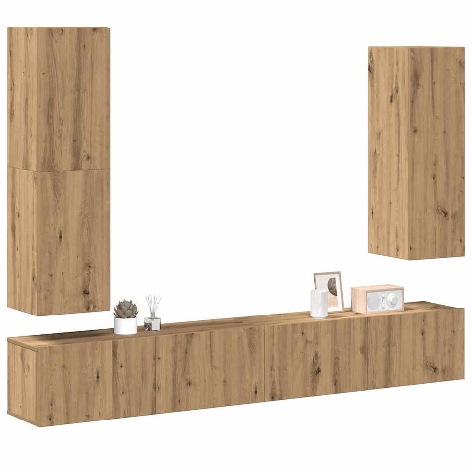 Ensemble de meuble TV mural 4 pcs chêne artisanal - Photo n°1