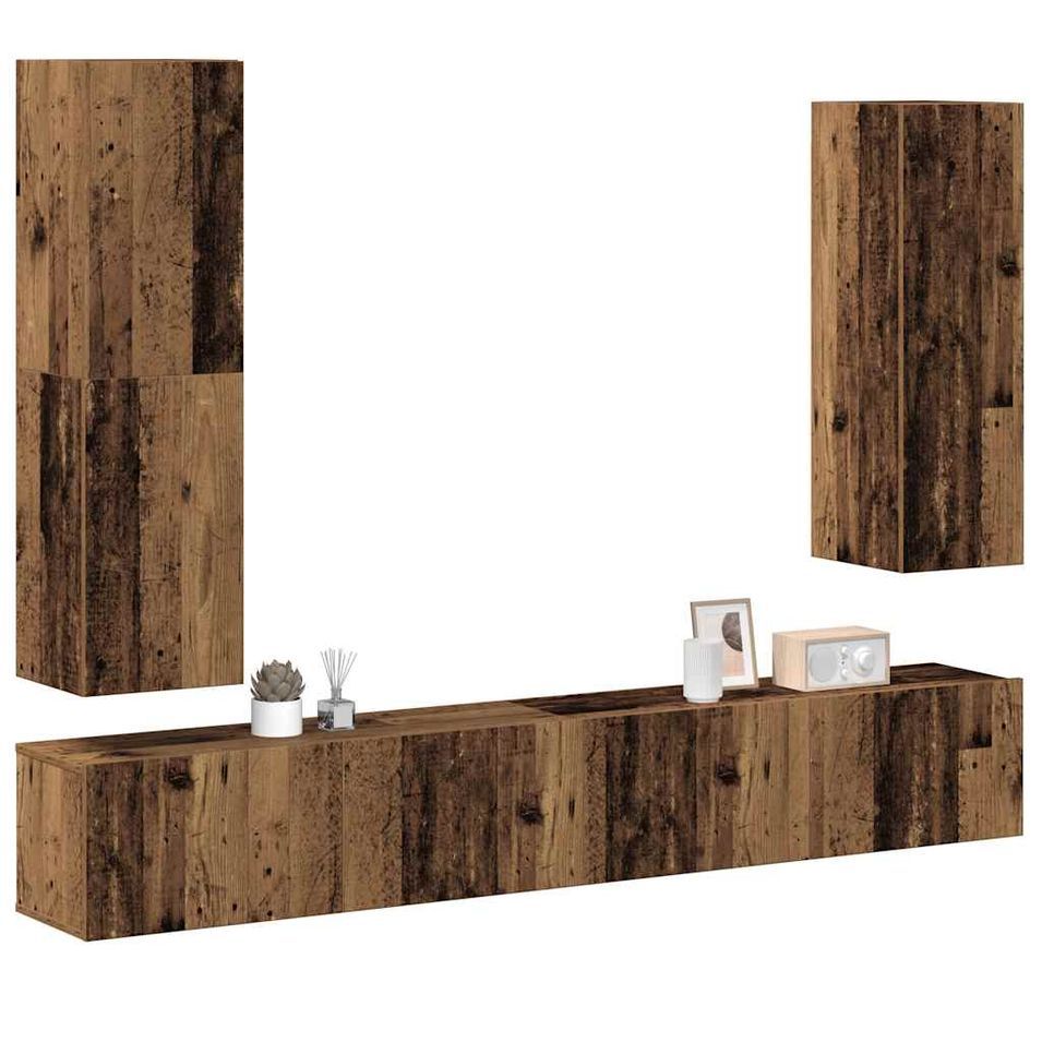 Ensemble de meuble TV mural 4 pcs vieux bois bois d'ingénierie - Photo n°1