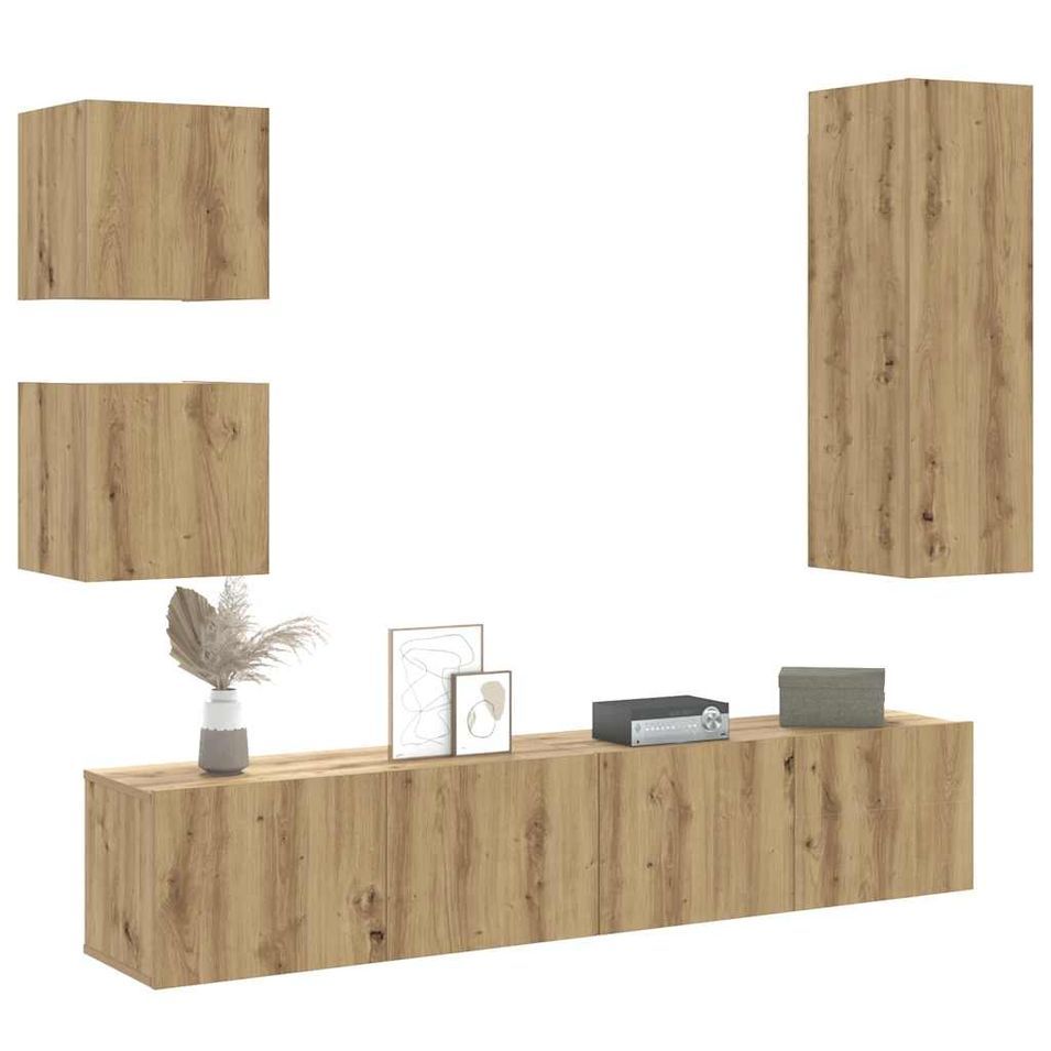 Ensemble de meuble TV mural 5 pcs chêne artisanal - Photo n°1