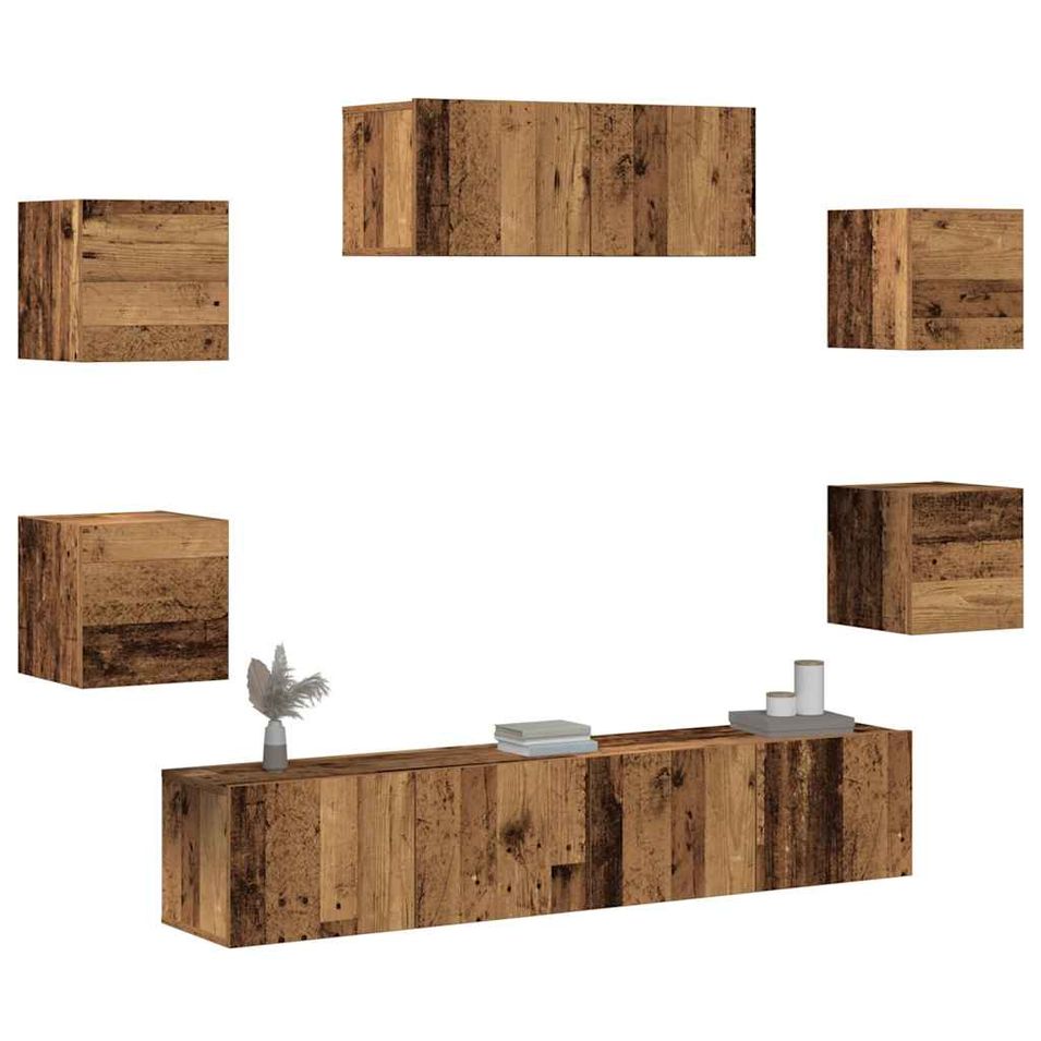 Ensemble de meuble TV mural 5 pcs vieux bois - Photo n°1