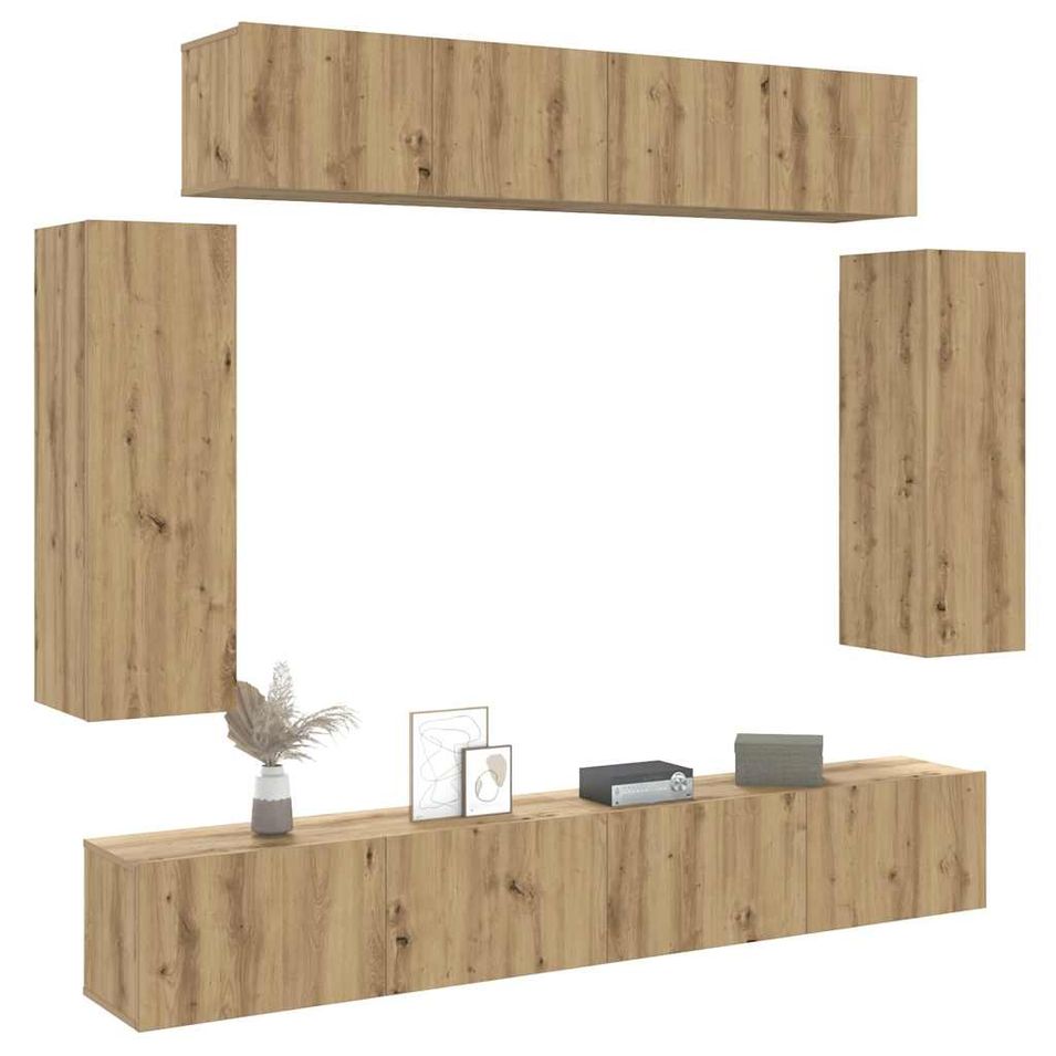 Ensemble de meuble TV mural 6 pcs chêne artisanal - Photo n°1