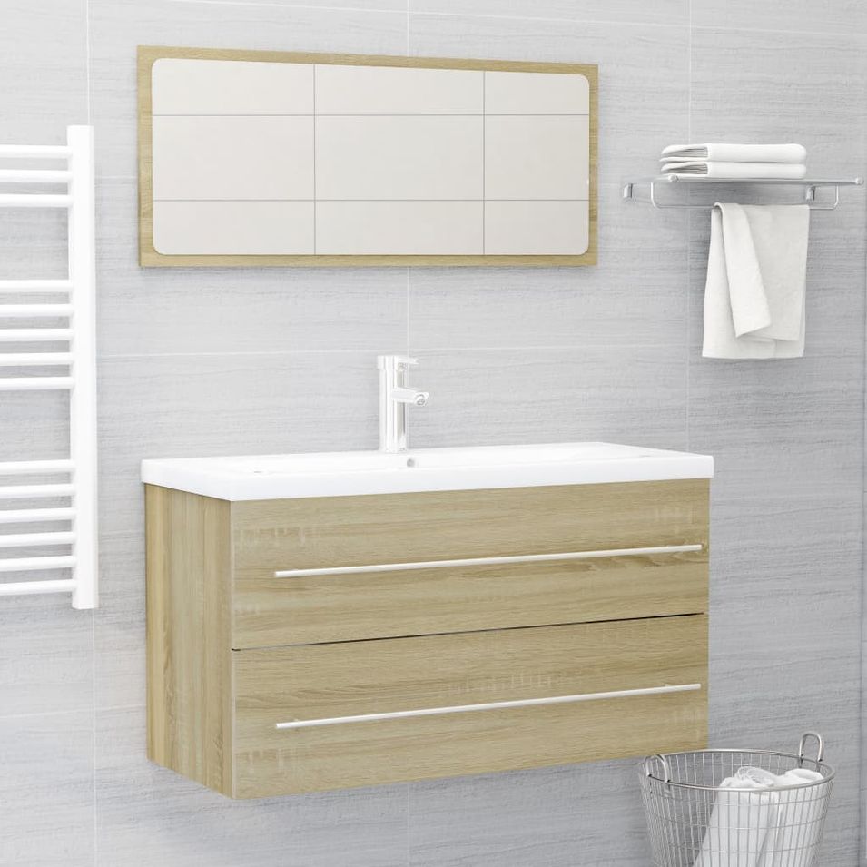 Ensemble de meubles de bain 2 pcs Chêne sonoma 5 - Photo n°1
