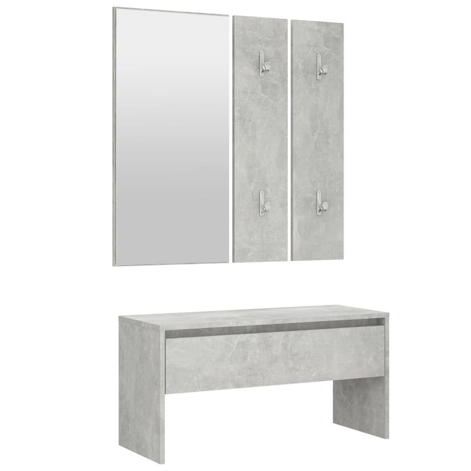 Ensemble de meubles de couloir Gris béton Bois d'ingénierie - Photo n°1