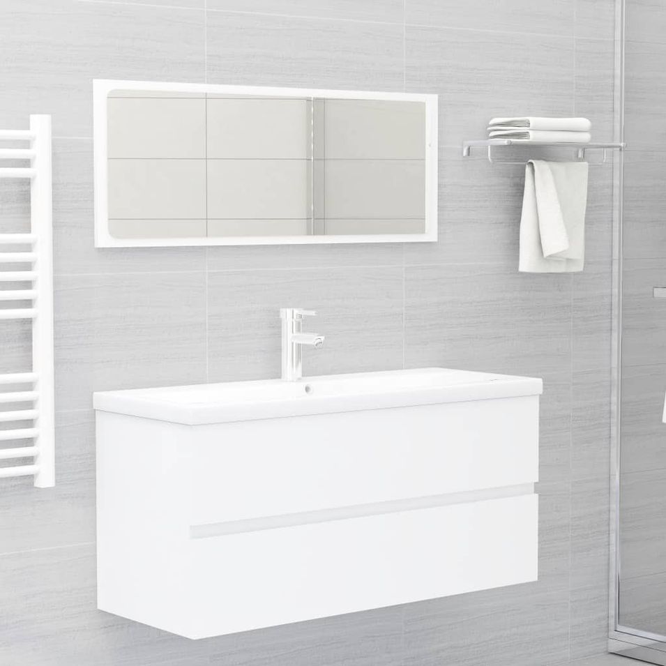 Ensemble de meubles de salle de bain 2 pcs Blanc 2 - Photo n°1