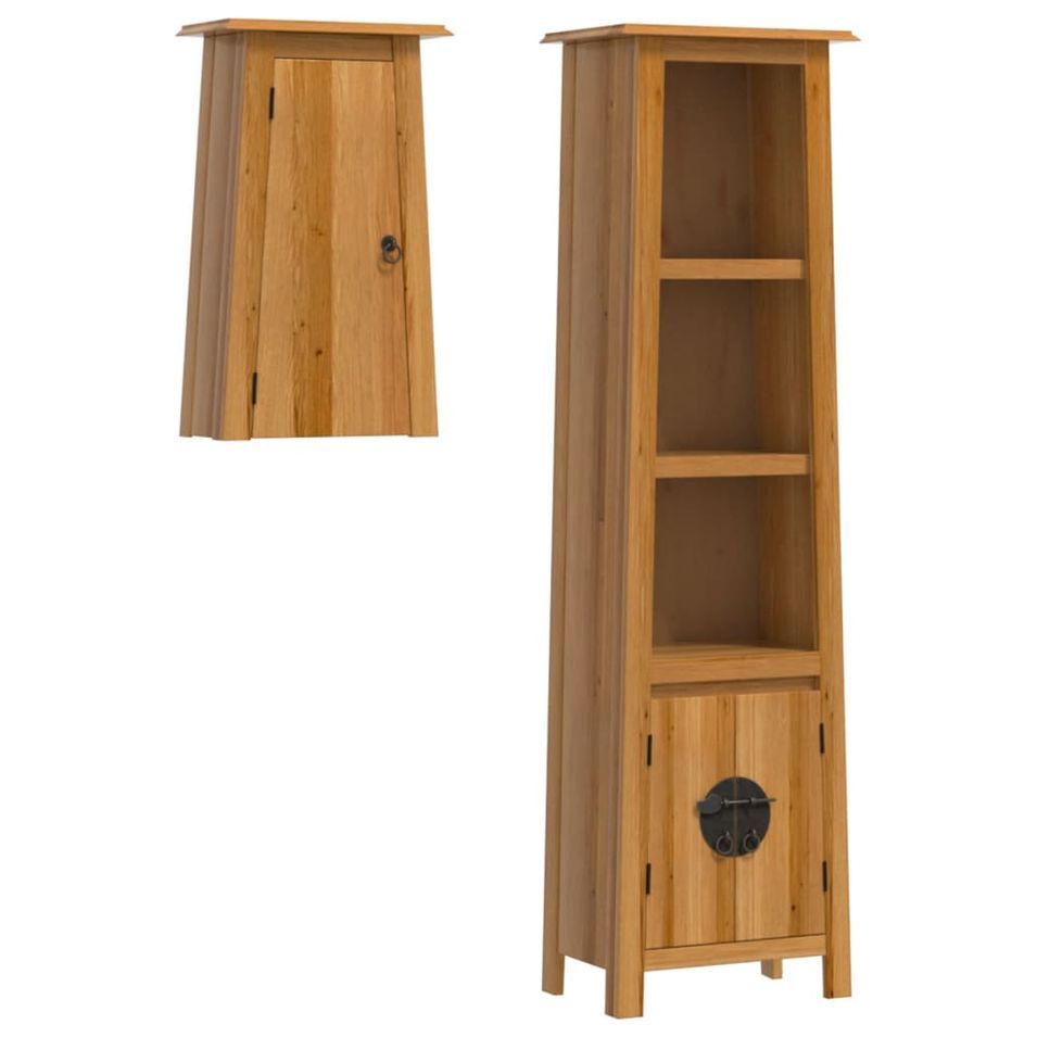 Ensemble de meubles de salle de bain 2 pcs bois de pin massif - Photo n°1