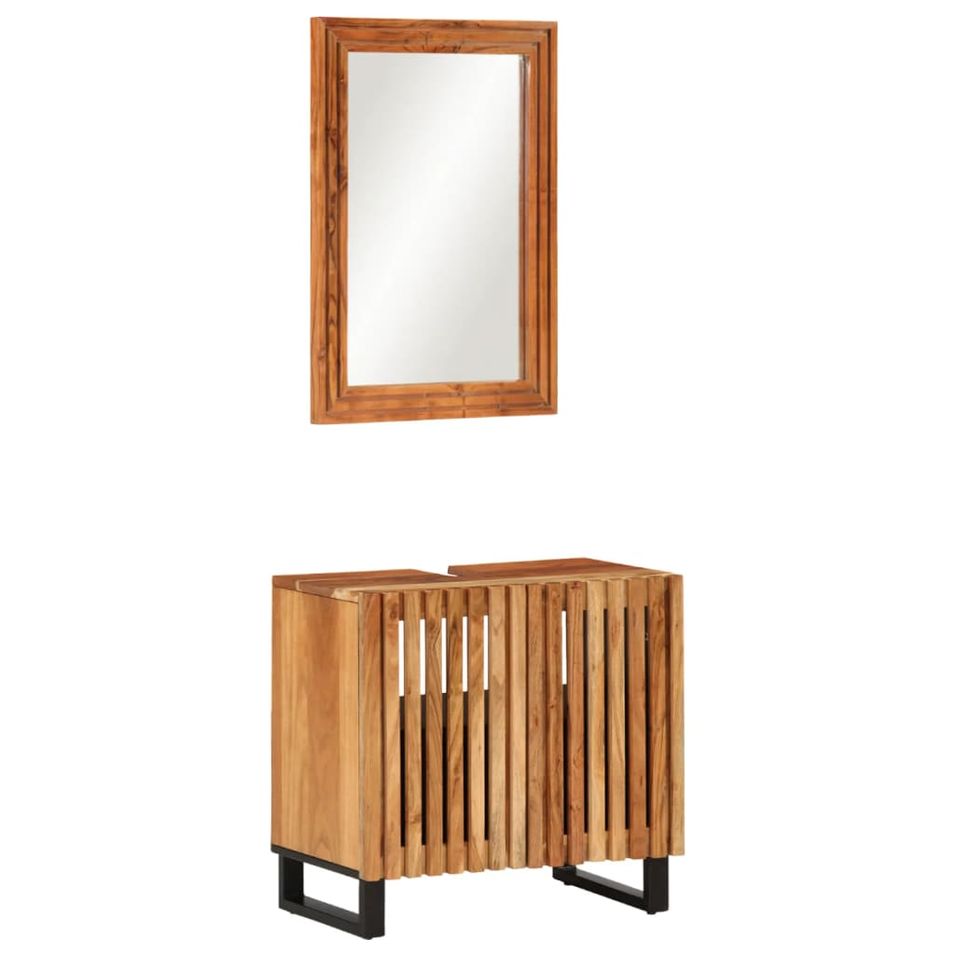 Ensemble de meubles de salle de bain 2 pcs bois massif d'acacia - Photo n°1
