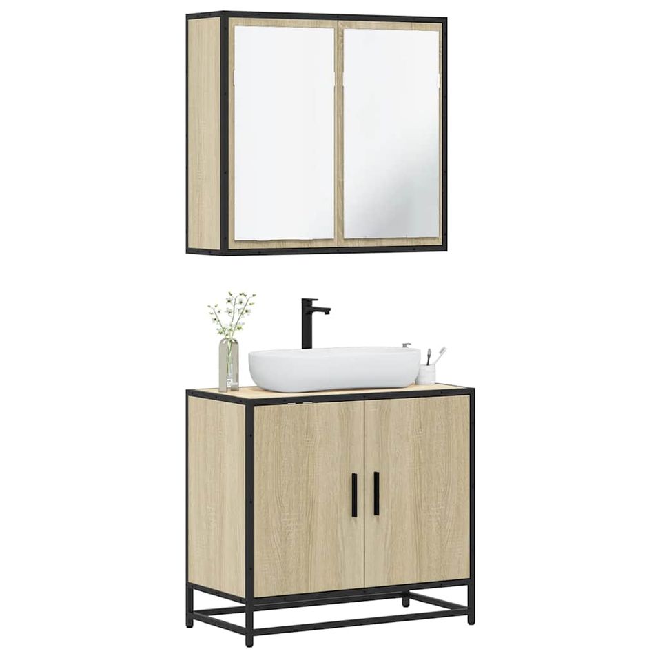 Ensemble de meubles de salle de bain 2 pcs chêne sonoma - Photo n°1