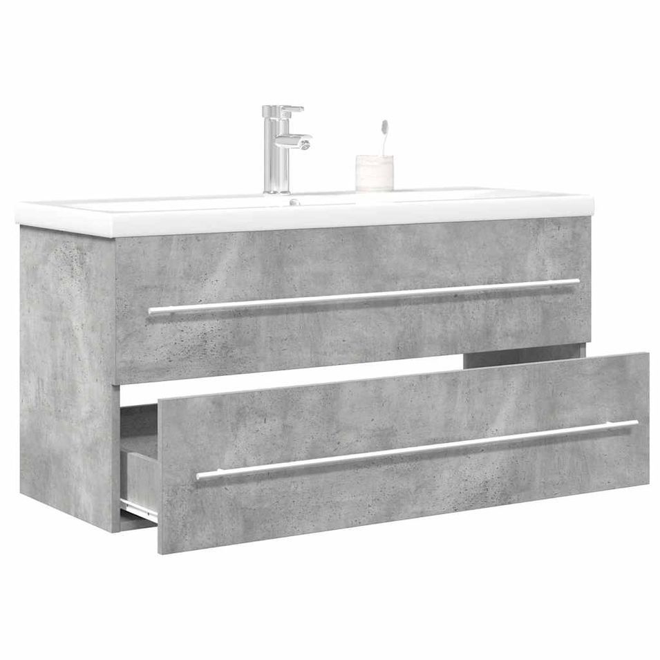 Ensemble de meubles de salle de bain 2 pcs gris béton - Photo n°1