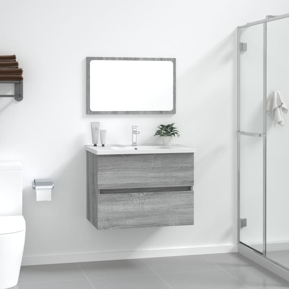 Ensemble de meubles de salle de bain 2 pcs Sonoma gris - Photo n°1