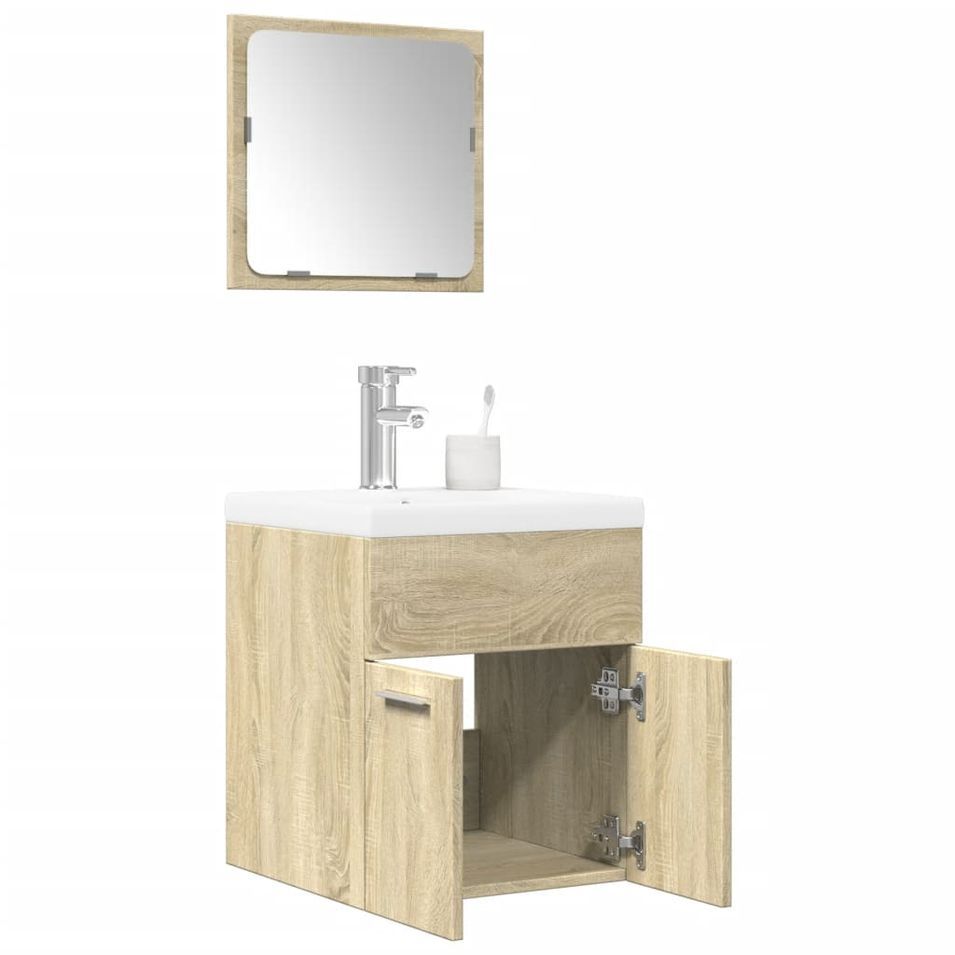 Ensemble de meubles de salle de bain 3 pcs chêne sonoma - Photo n°1