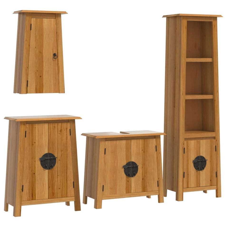 Ensemble de meubles de salle de bain 4 pcs bois de pin massif - Photo n°1