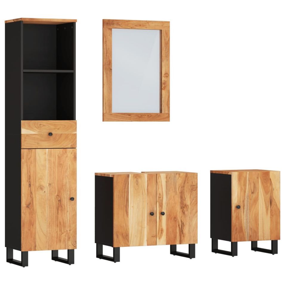 Ensemble de meubles de salle de bain 4 pcs bois massif d'acacia - Photo n°1
