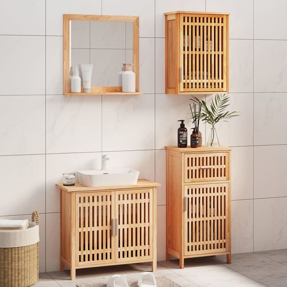 Ensemble de meubles de salle de bain 4 pcs Bois massif de noyer - Photo n°1
