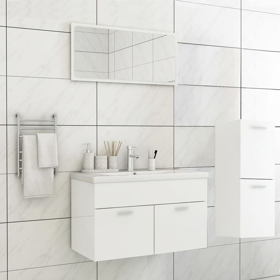 Ensemble de meubles de salle de bain Blanc brillant 51 - Photo n°1