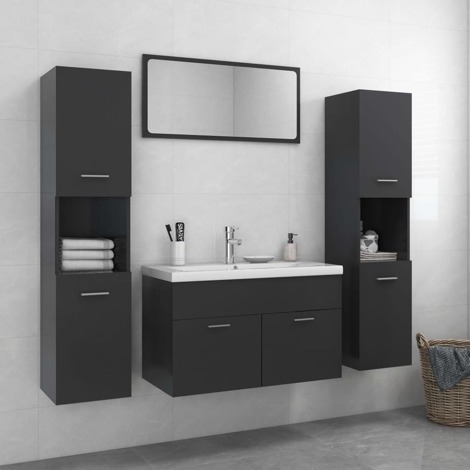 Ensemble de meubles de salle de bain Gris 41 - Photo n°1