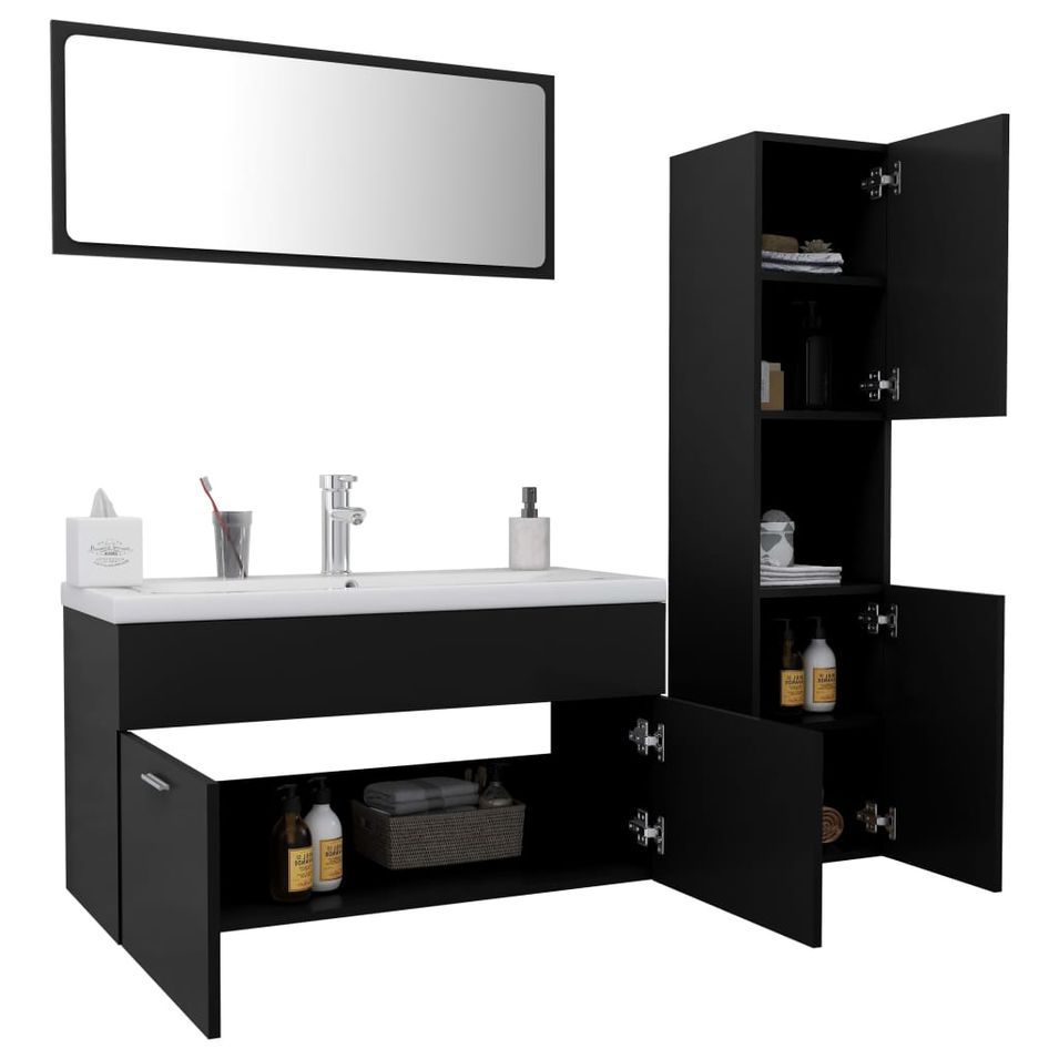 Ensemble de meubles de salle de bain Noir 22 - Photo n°3