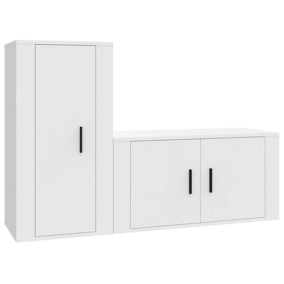 Ensemble de meubles TV 2 pcs Blanc Bois d'ingénierie - Photo n°1