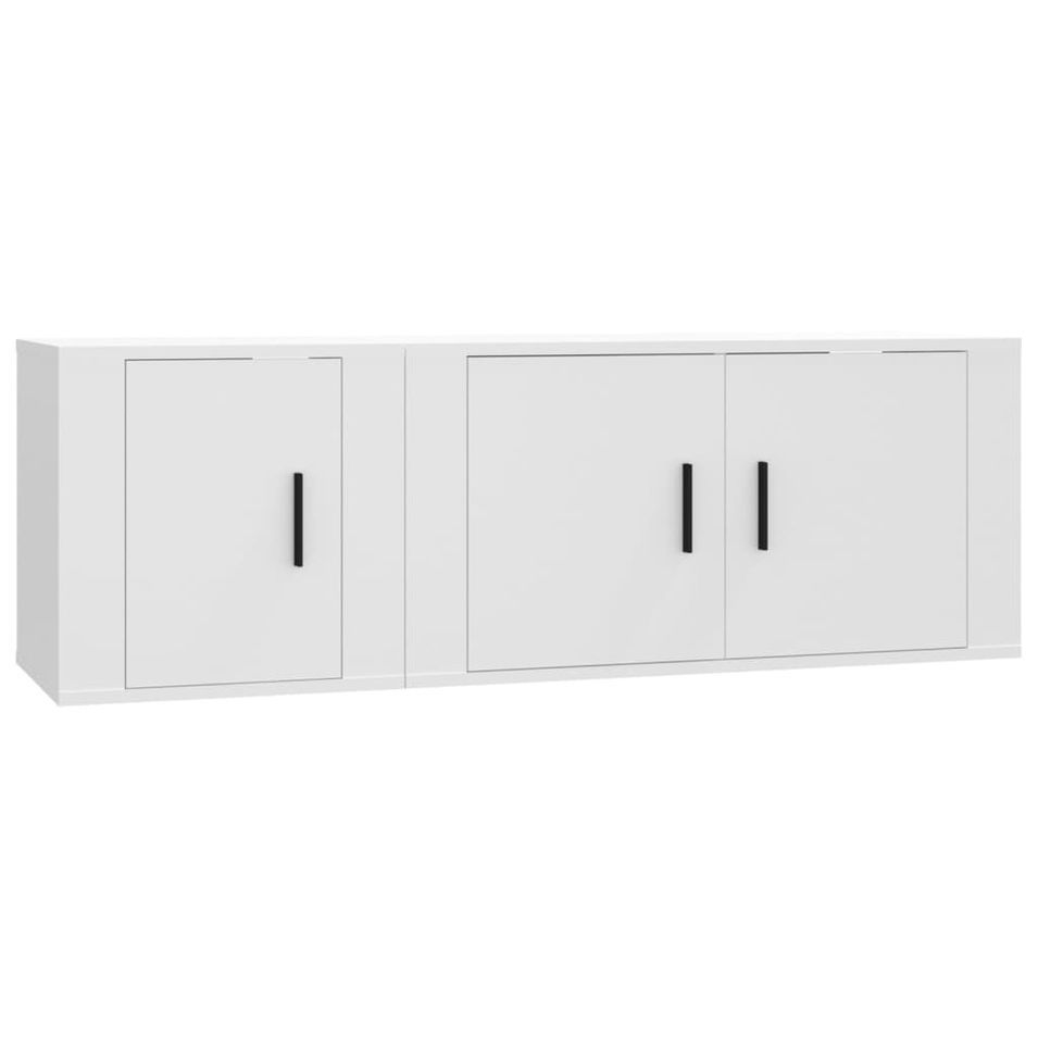 Ensemble de meubles TV 2 pcs Blanc Bois d'ingénierie - Photo n°1