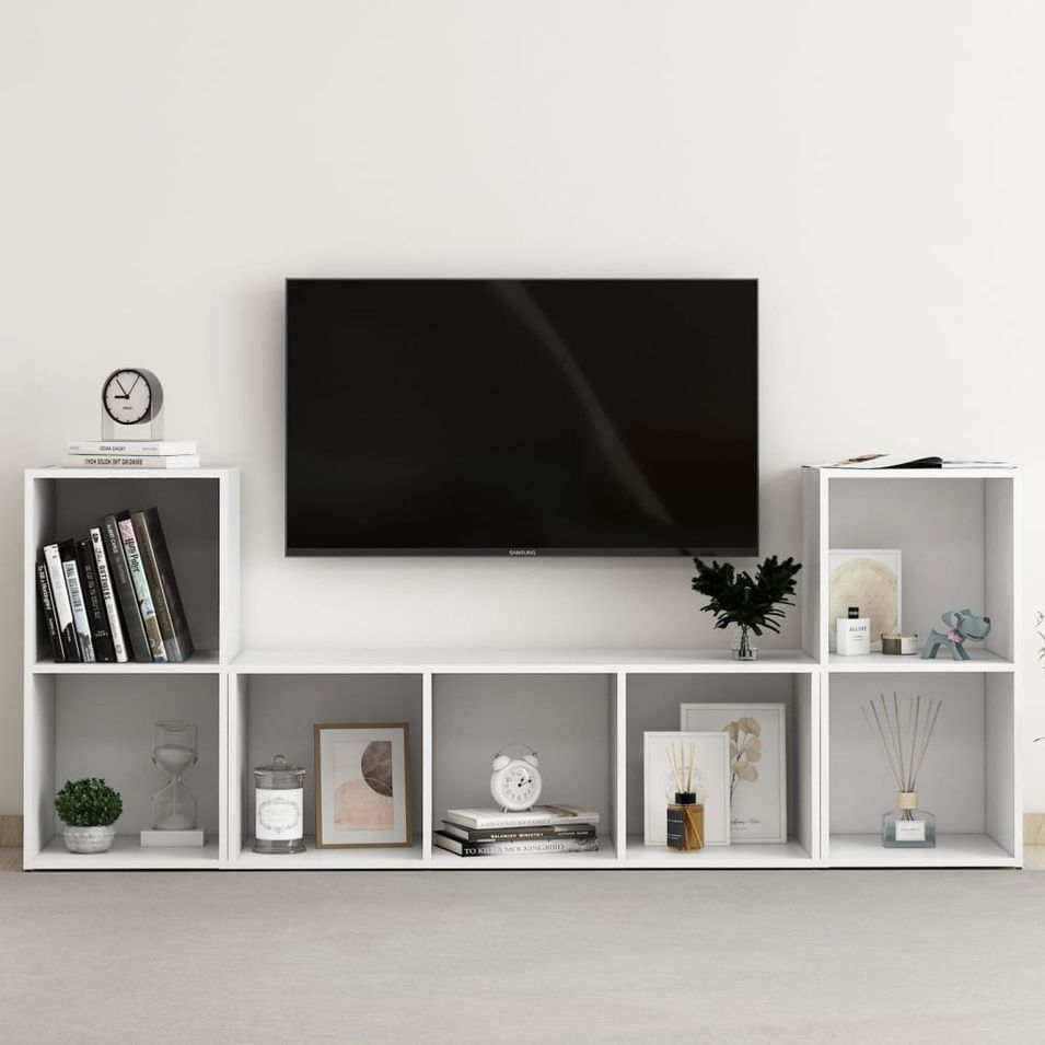Ensemble de meubles TV 3 pcs Blanc 2 - Photo n°1