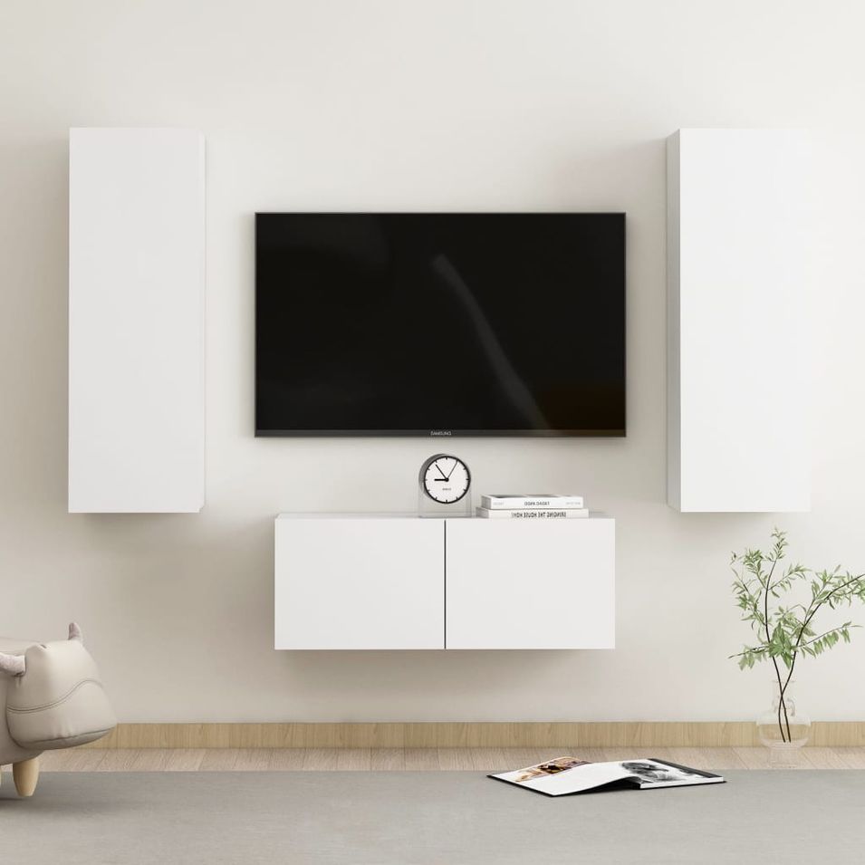 Ensemble de meubles TV 3 pcs Blanc 7 - Photo n°1