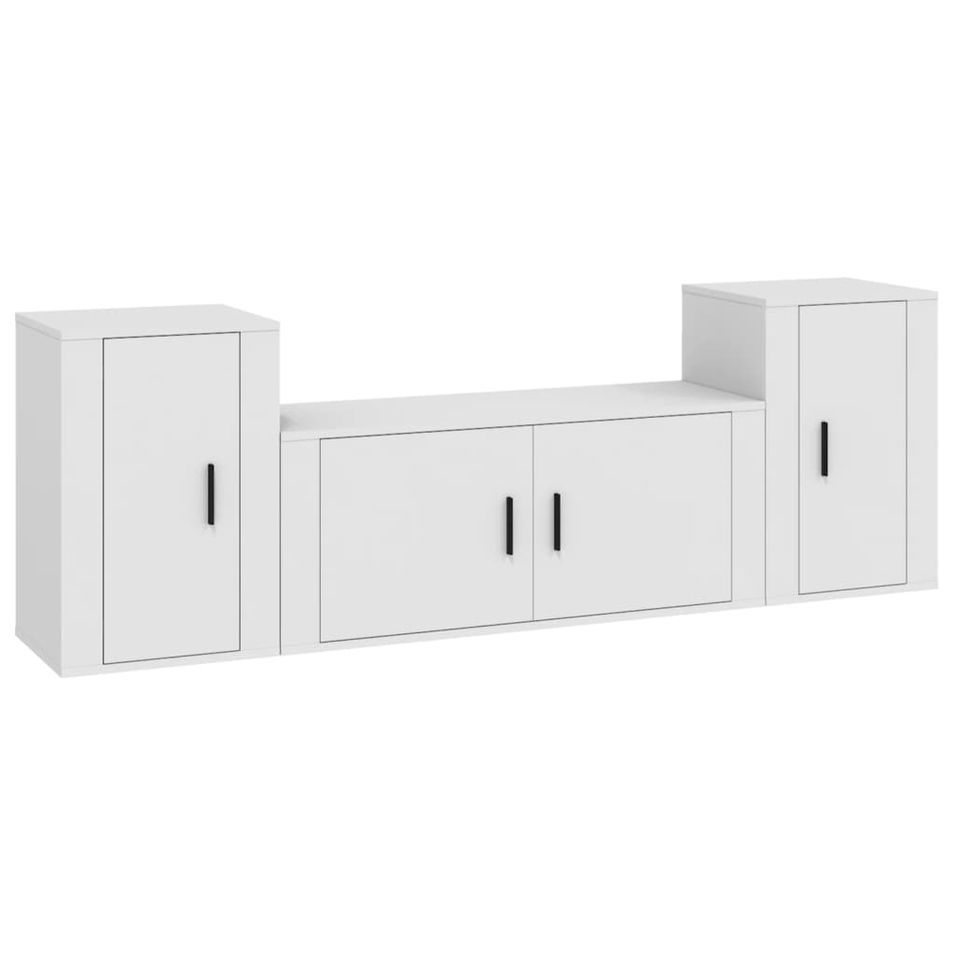 Ensemble de meubles TV 3 pcs Blanc Bois d'ingénierie - Photo n°1